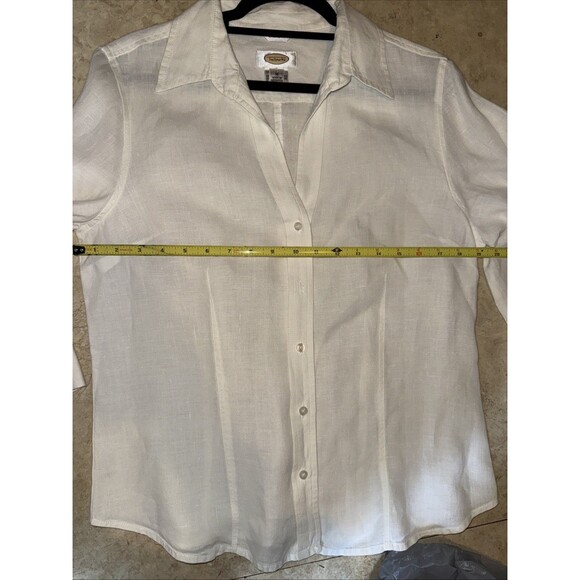 Talbot's Woman Collared  Button Down Irish Linen shirt  Sz M Beach Old Money - Picture 6 of 7